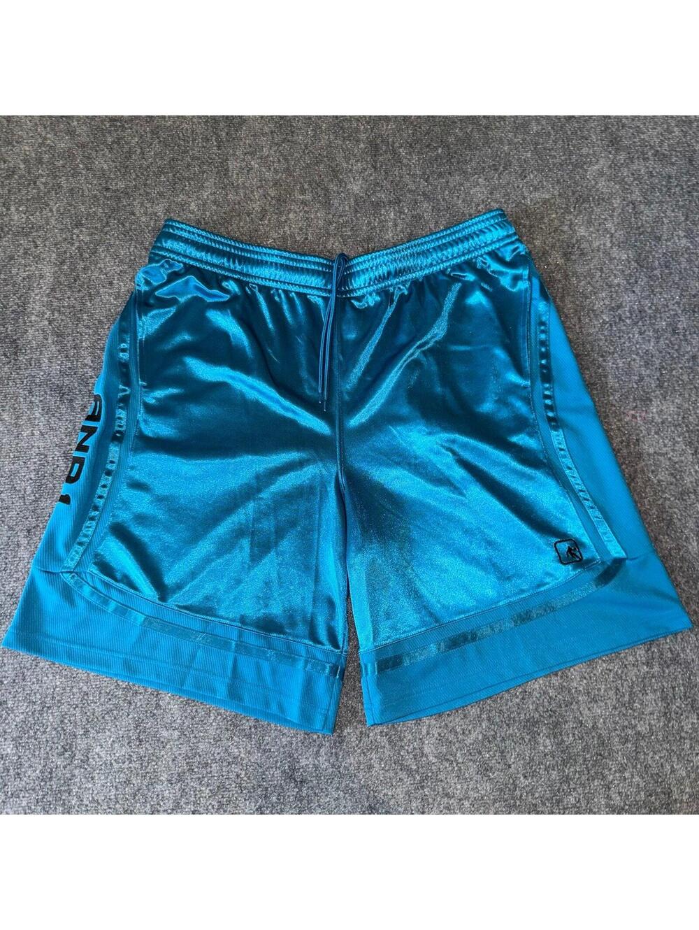 AND1 Cyan Baggy Dazzle Hoop Shorts Mens 2XL Vtg y2k 90s Rare